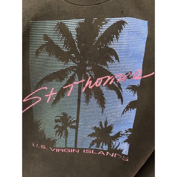 Vintage St. Thomas US Virgin Islands 90s Palm Tree Night Sky Large Graphic Sz XL - Picture 2 of 10